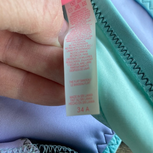Victoria’s Secret bandeau bikini size 34A/medium blue lavender black colorblock - Picture 3 of 5
